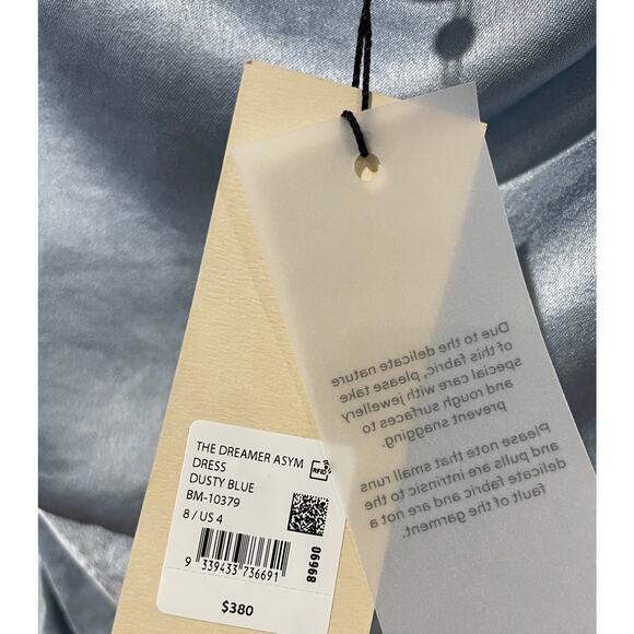 NWT Bec & Bridge The Dreamer Asymmetric Slit Maxi Dress Dusty Blue Women's US 4 - Picture 7 of 7